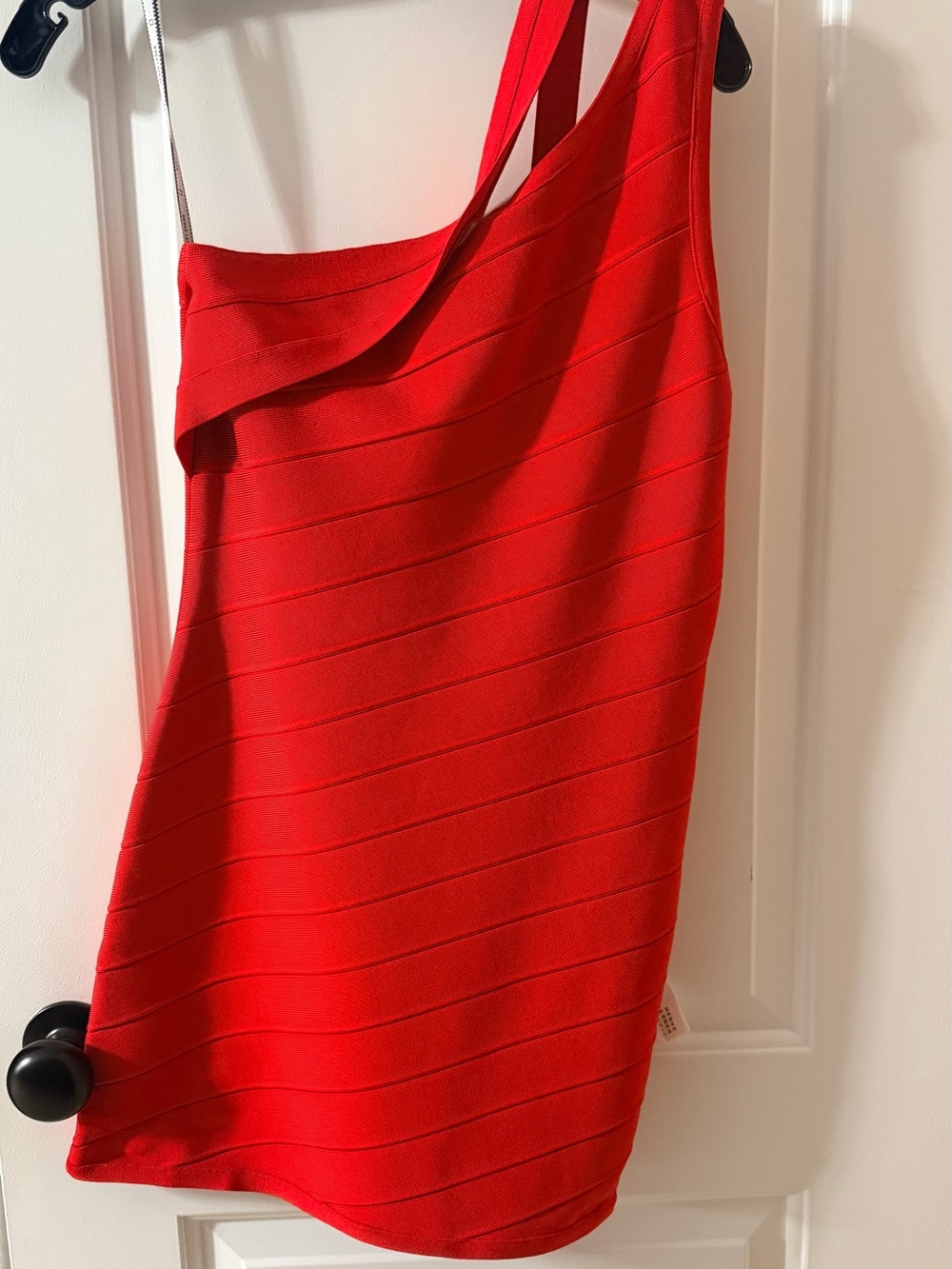 Hervé Léger The Molly One-Shoulder Bandage Mini Dress | Chili Red | Size M | NWT
